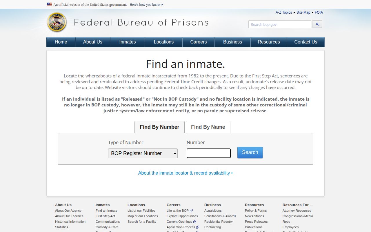 Nobles County federal released inmate BOP lookup